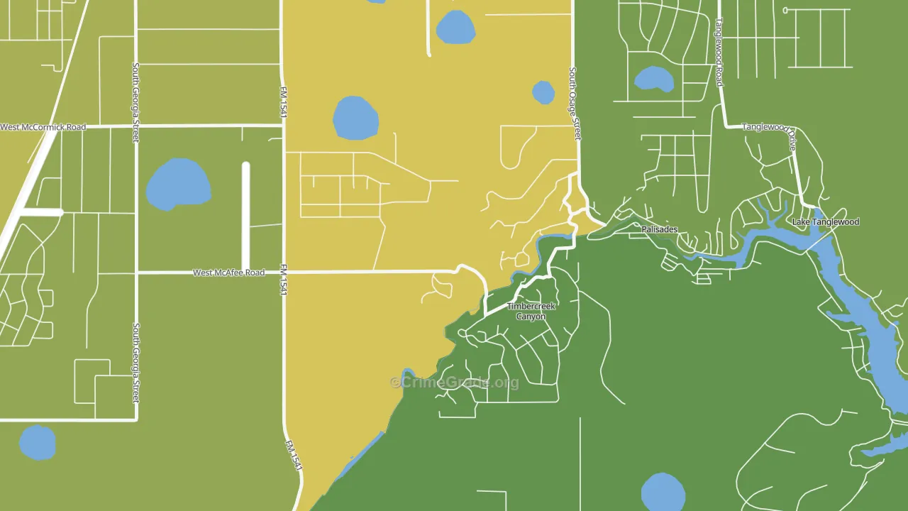 Timbercreek Canyon, TX Map of Vandalism Rates