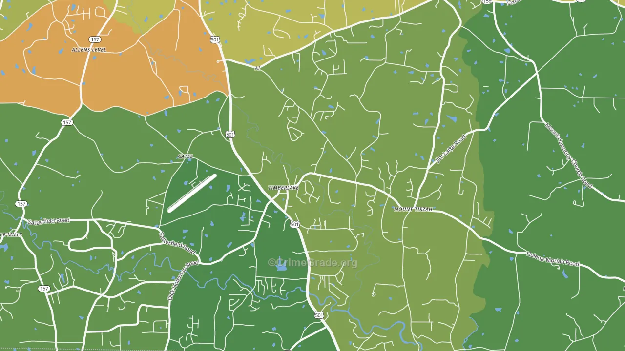 Timberlake, NC Map of Vandalism Rates