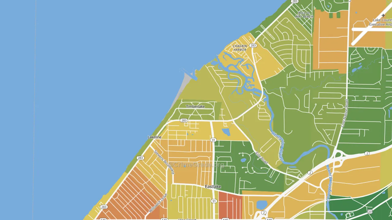 Timberlake, OH Map of Vandalism Rates