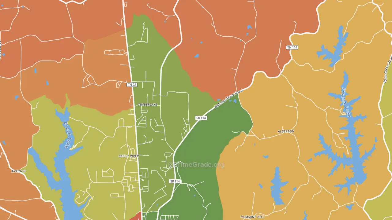 Timberlake, TN Map of Vandalism Rates
