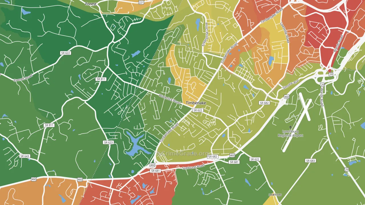 Timberlake, VA Map of Vandalism Rates