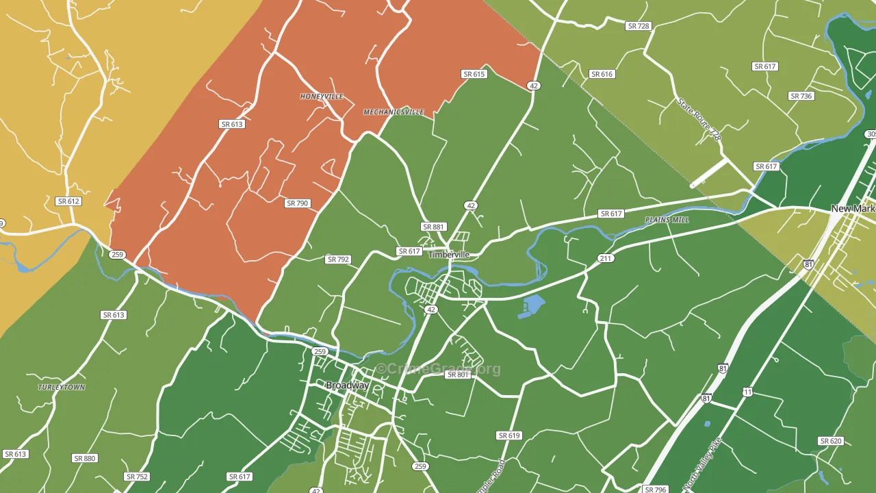 Timberville, VA Map of Vandalism Rates