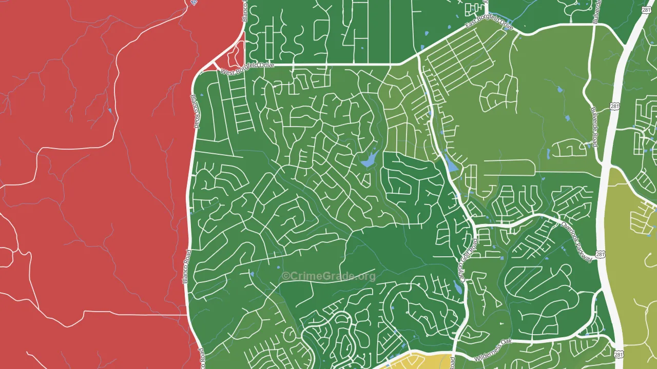 Timberwood Park, San Antonio, TX Map of Vandalism Rates