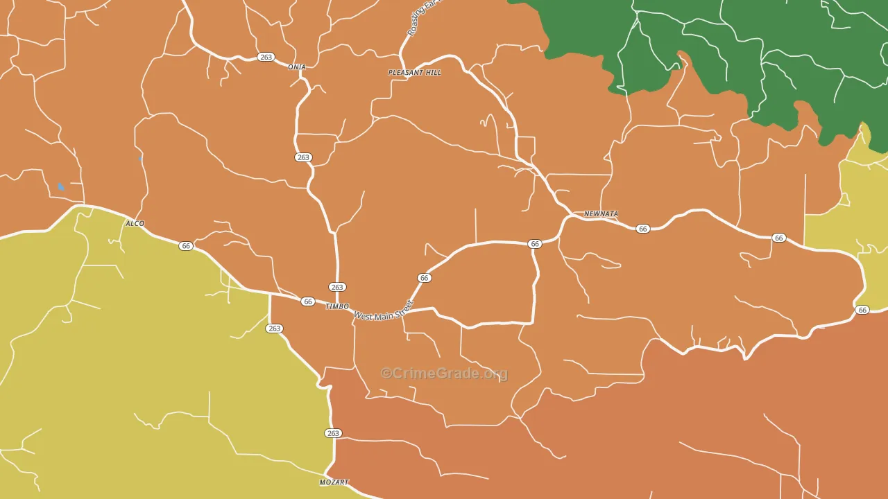 Timbo, AR Map of Vandalism Rates