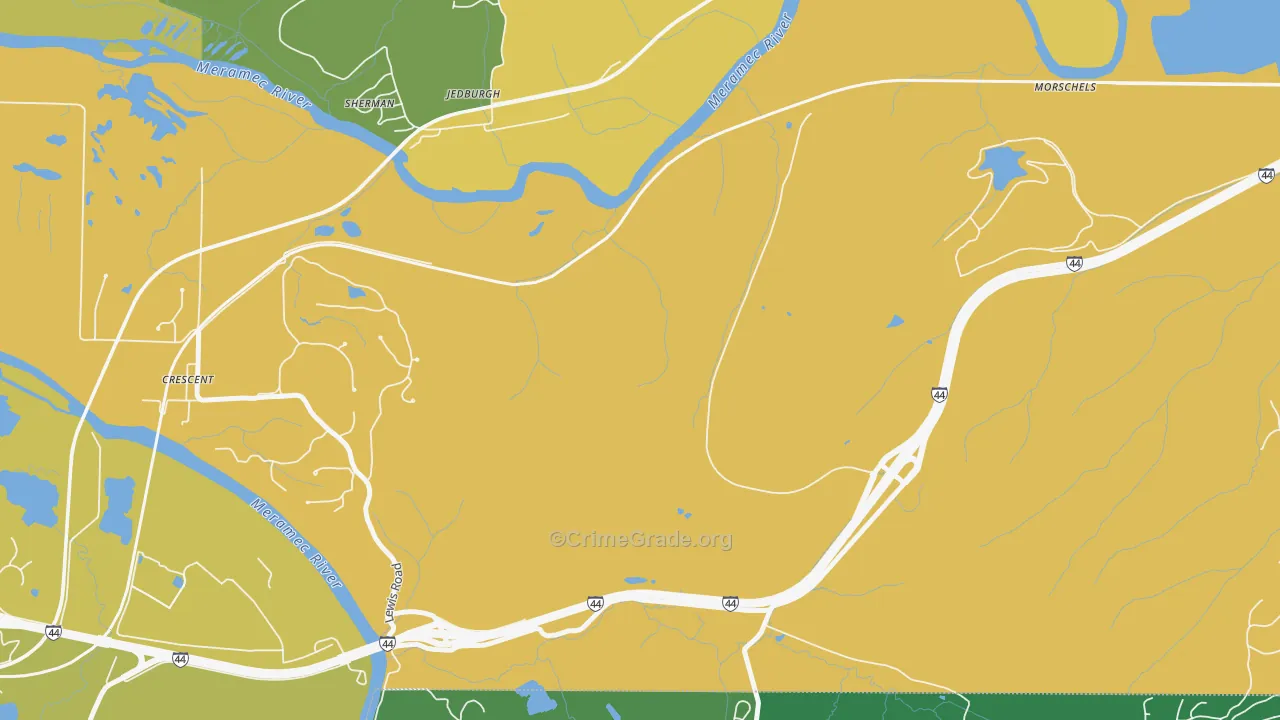 Times Beach, MO Map of Vandalism Rates