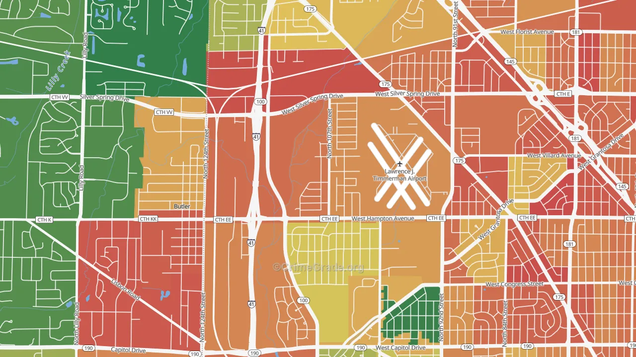 Timmerman West, Milwaukee, WI Map of Vandalism Rates