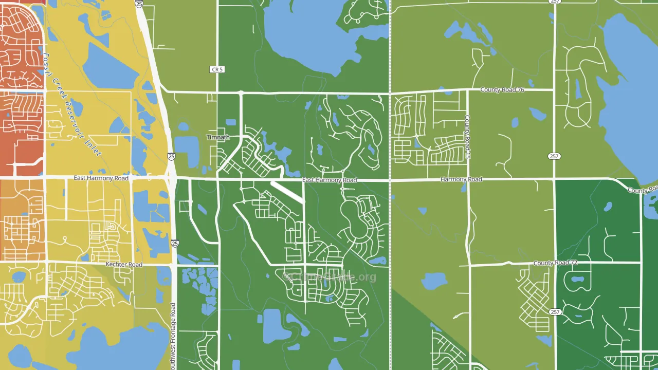 Timnath, CO Map of Vandalism Rates