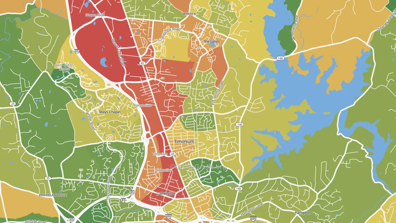 Timonium, MD Map of Vandalism Rates