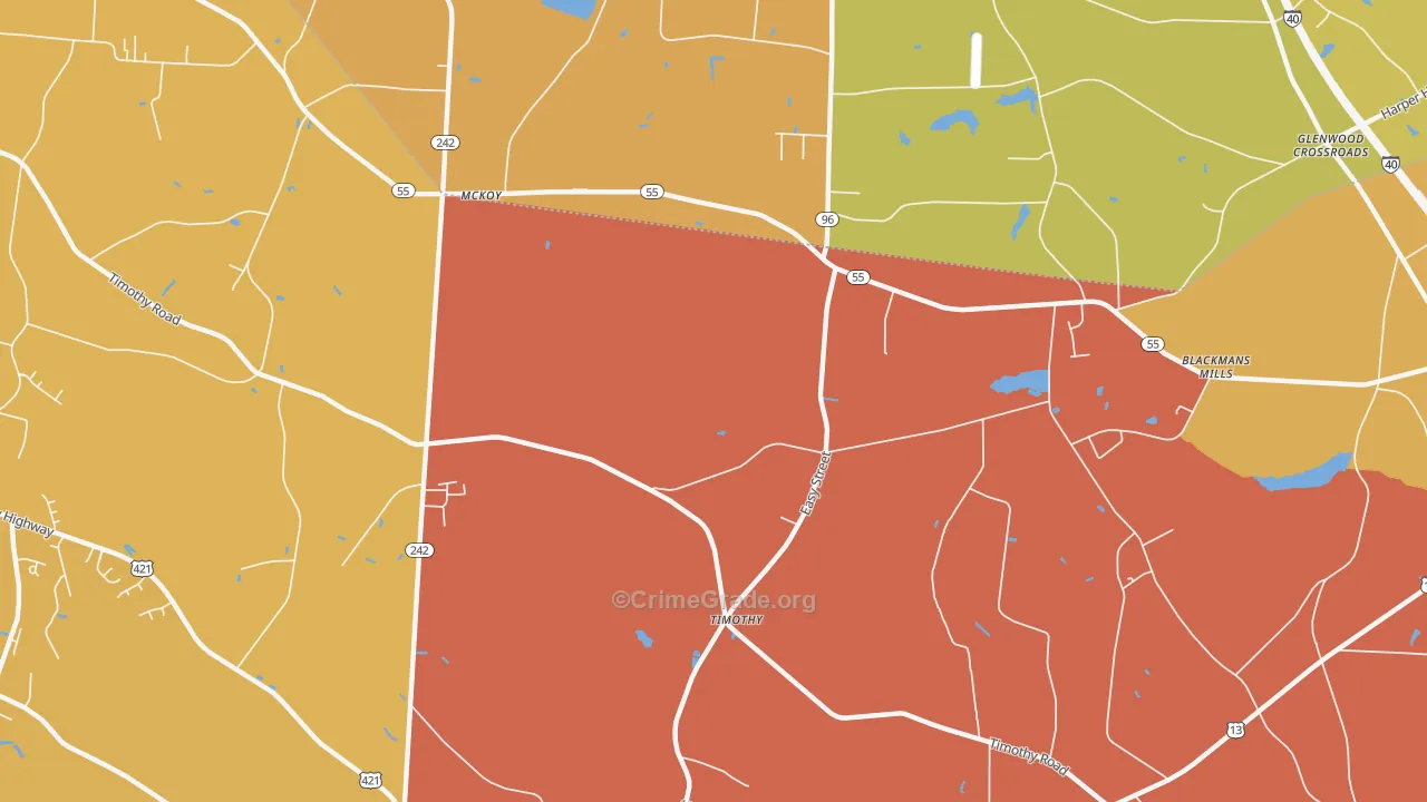 Timothy, NC Map of Vandalism Rates