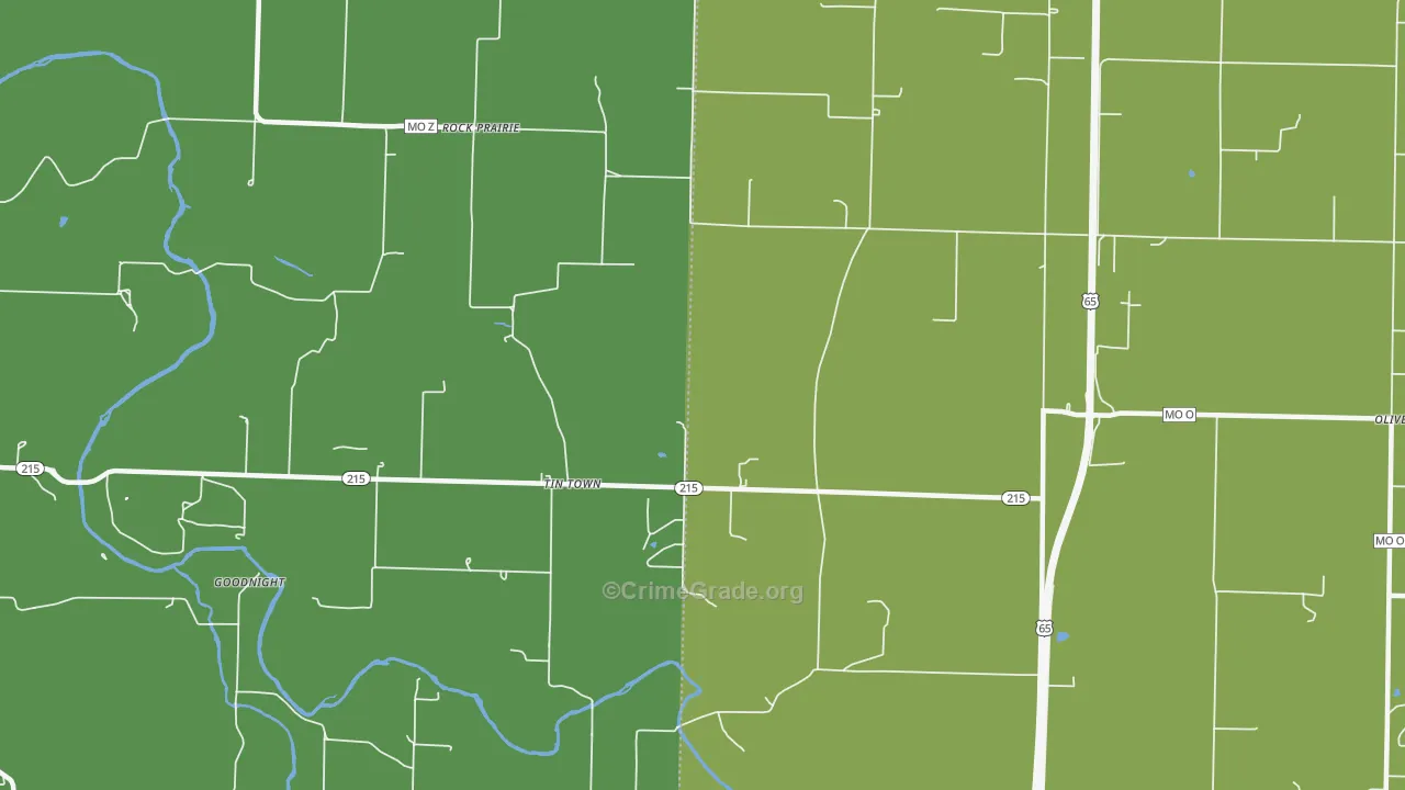 Tin Town, MO Map of Vandalism Rates