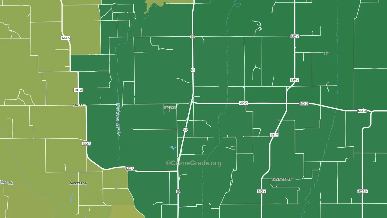 Tindall, MO Map of Vandalism Rates