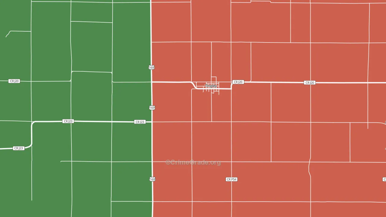Tingley, IA Map of Vandalism Rates