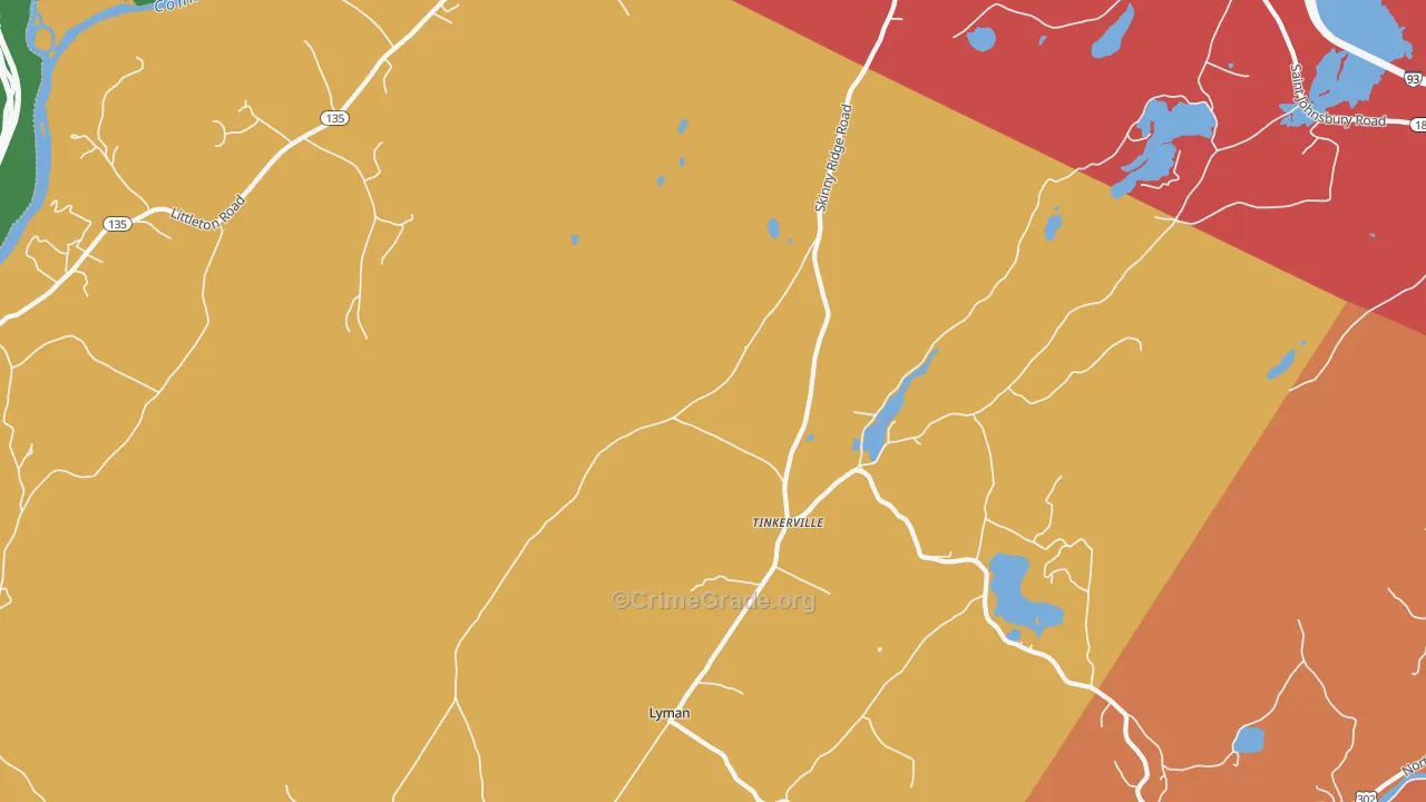 Tinkerville, NH Map of Vandalism Rates
