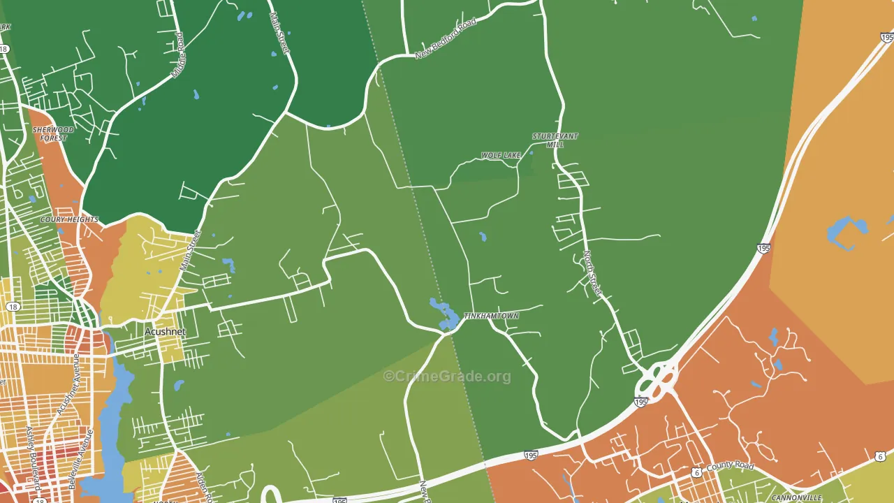 Tinkhamtown, MA Map of Vandalism Rates