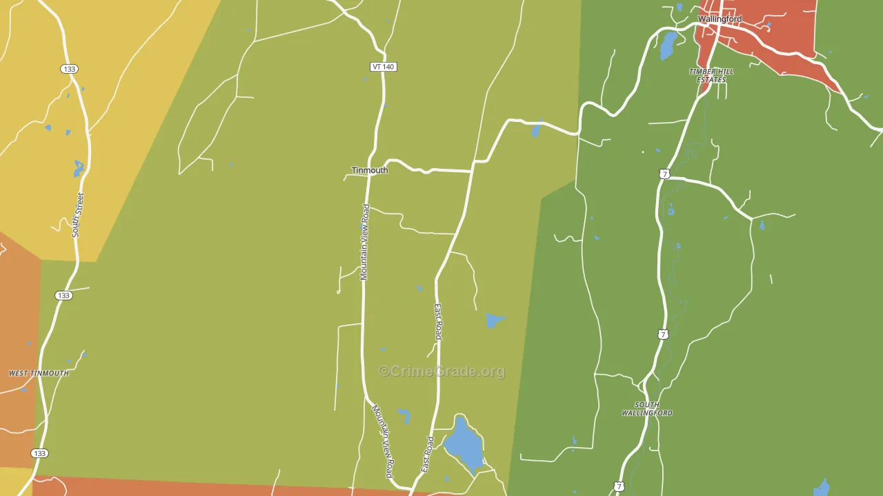 Tinmouth, VT Map of Vandalism Rates