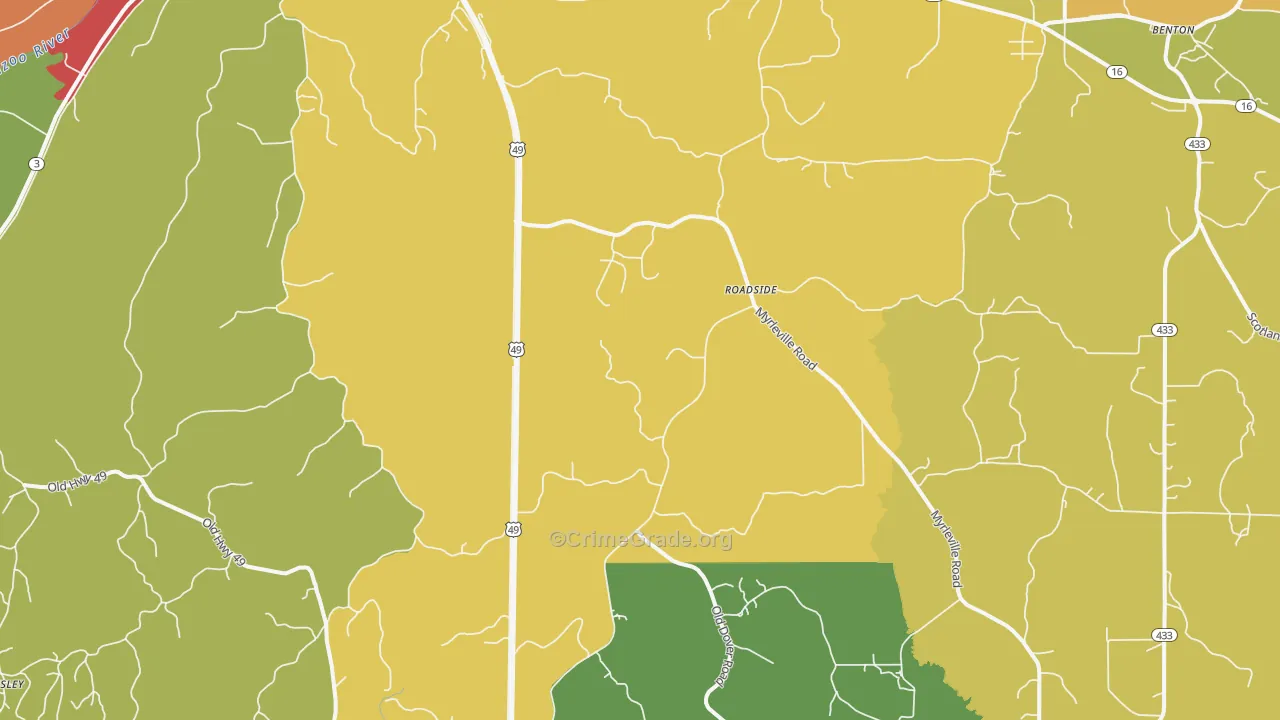 Tinsley, MS Map of Vandalism Rates