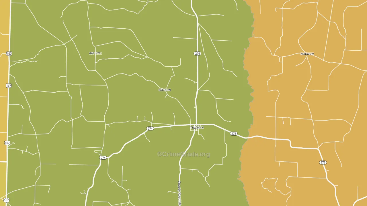 Tinsman, AR Map of Vandalism Rates