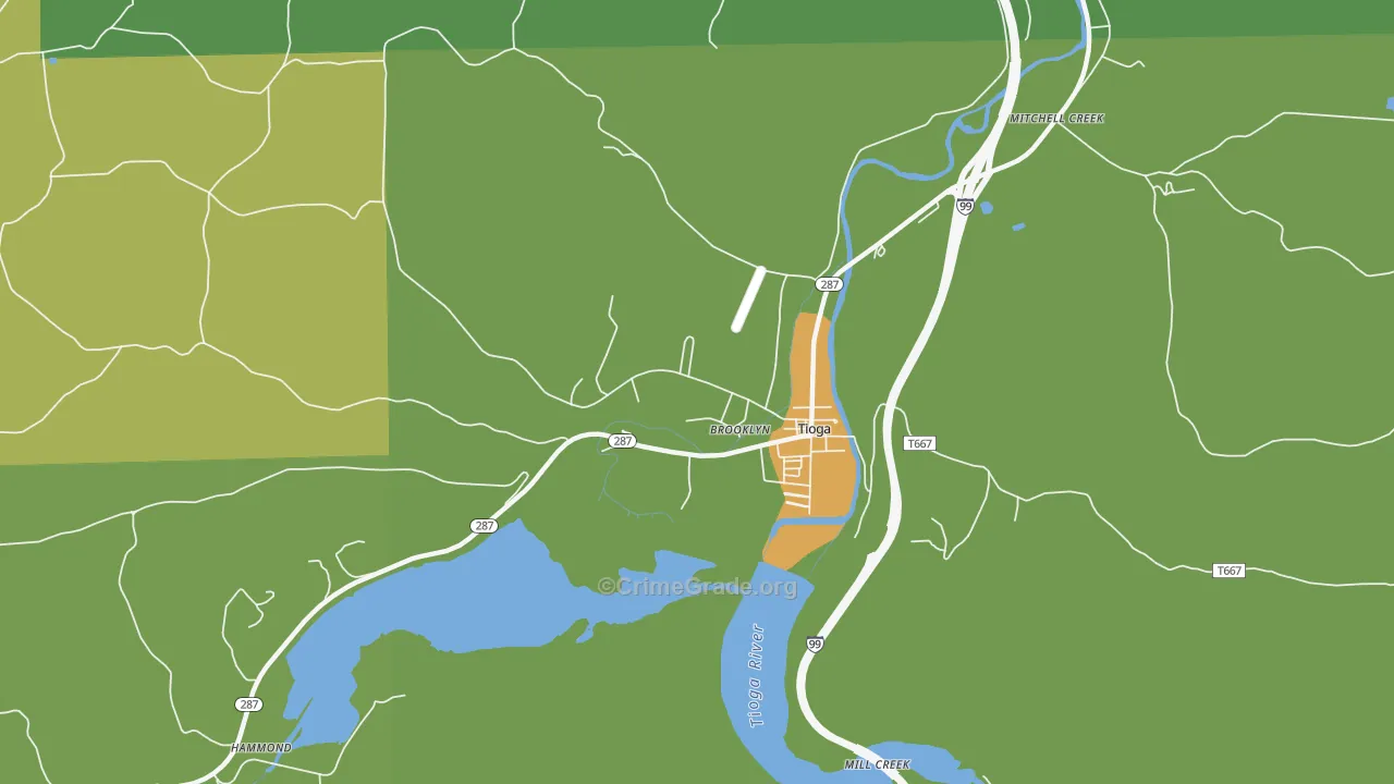 Tioga Junction, PA Map of Vandalism Rates