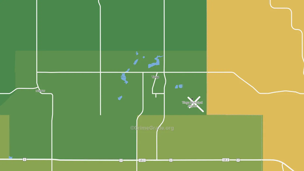 Tioga, ND Map of Vandalism Rates