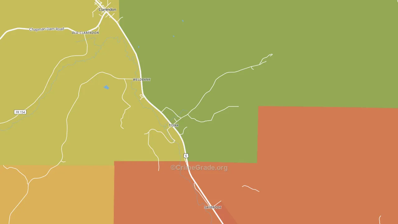 Tiona, PA Map of Vandalism Rates
