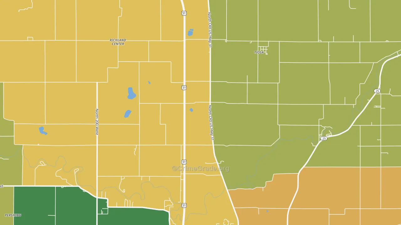 Tiosa, IN Map of Vandalism Rates