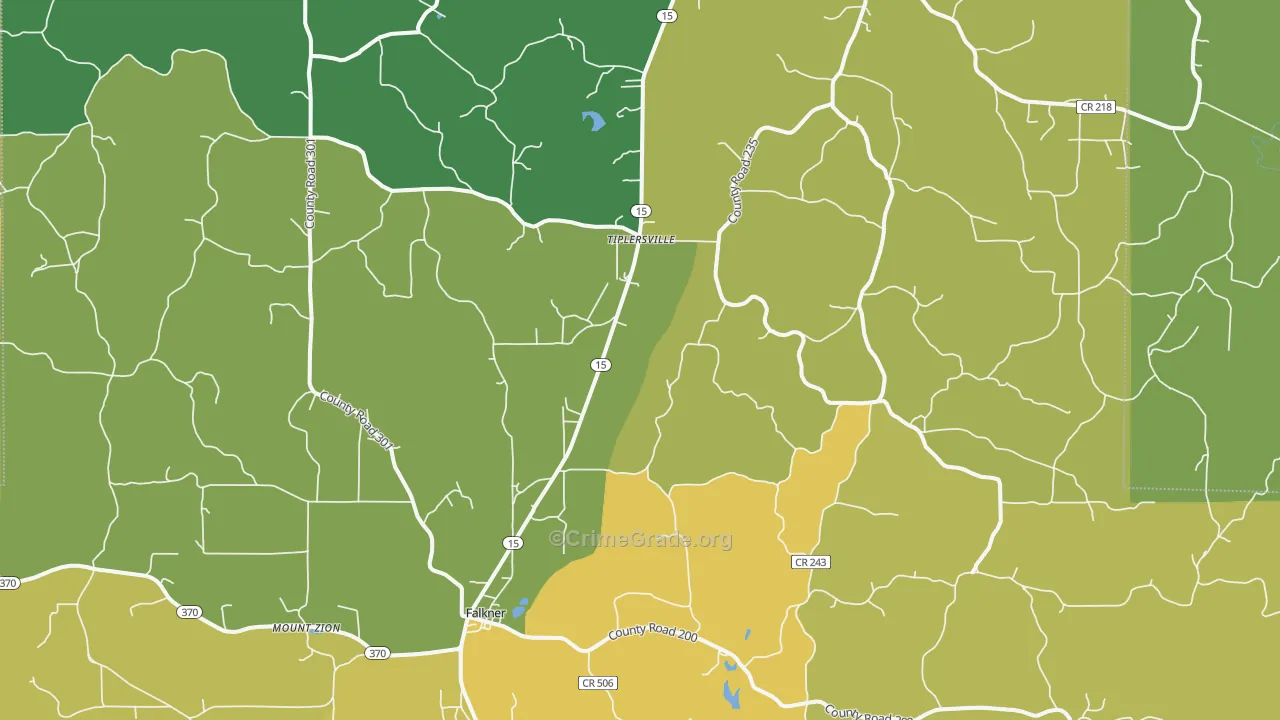 Tiplersville, MS Map of Vandalism Rates