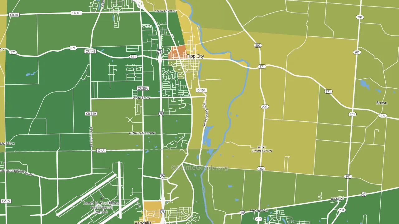 Tipp City, OH Map of Vandalism Rates