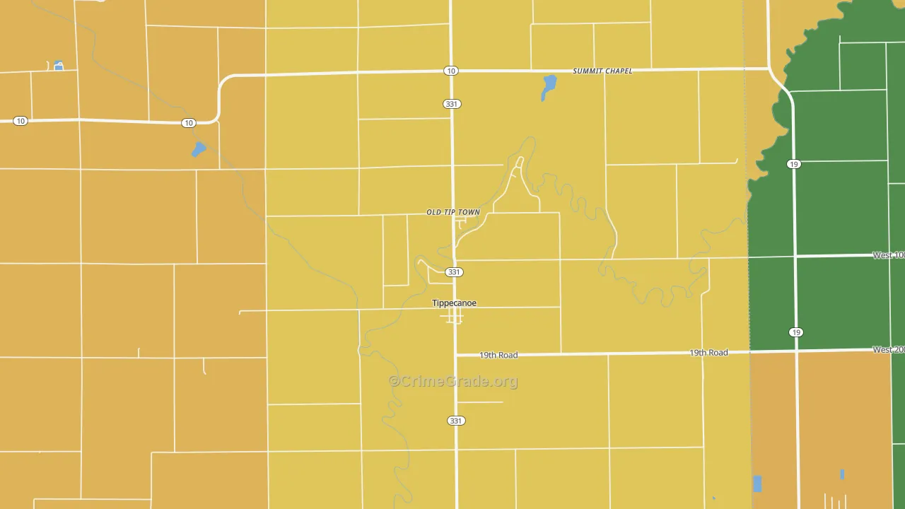 Tippecanoe, IN Map of Vandalism Rates