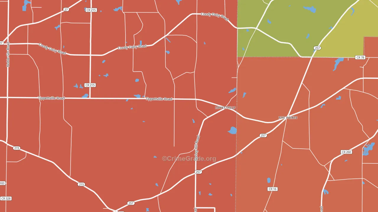 Tippettville, GA Map of Vandalism Rates