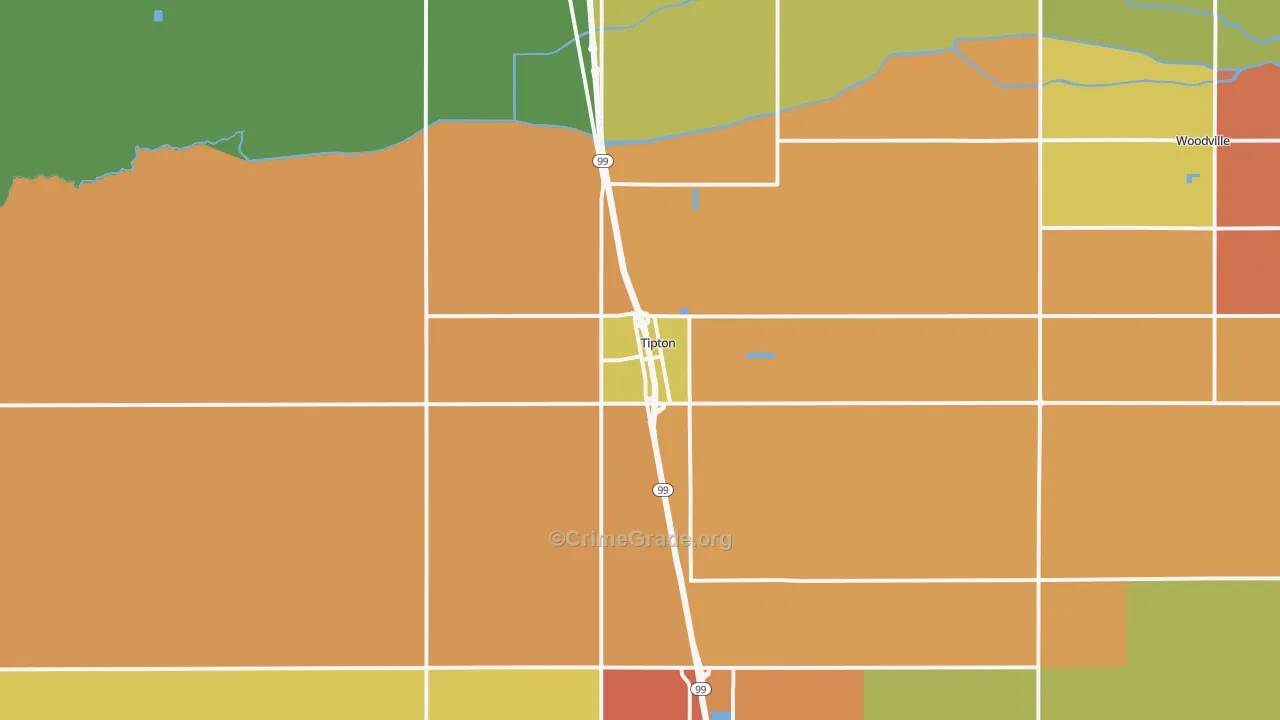 Tipton, CA Map of Vandalism Rates
