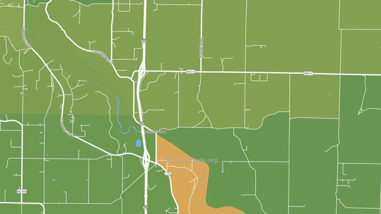Tipton Ford, MO Map of Vandalism Rates