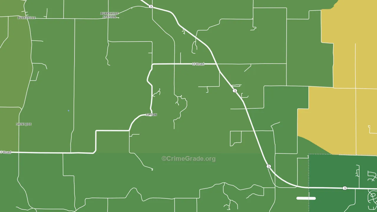 Tipton, IL Map of Vandalism Rates