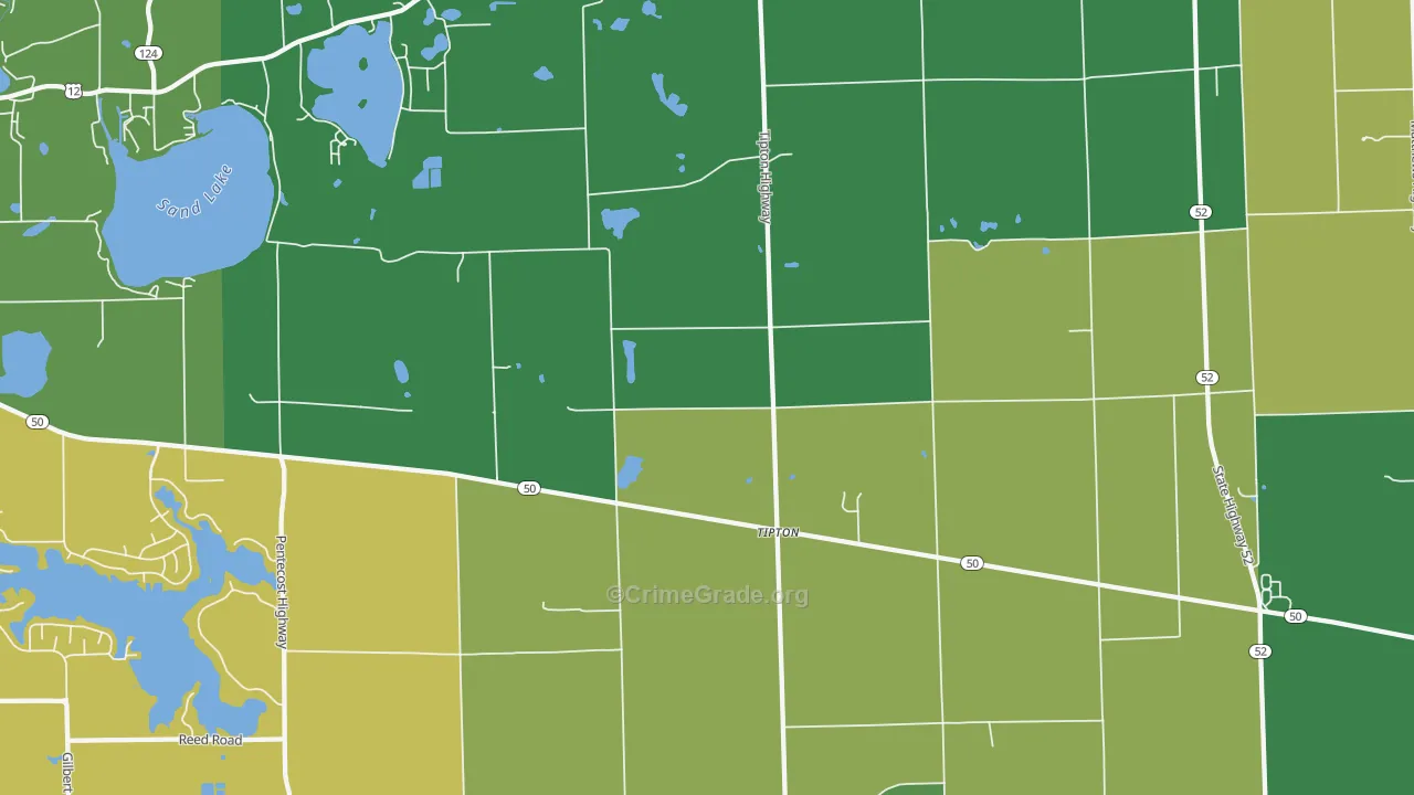 Tipton, MI Map of Vandalism Rates