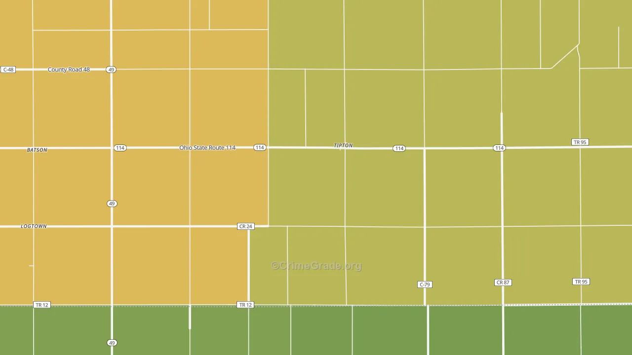 Tipton, OH Map of Vandalism Rates