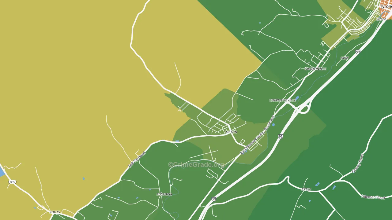 Tipton, PA Map of Vandalism Rates