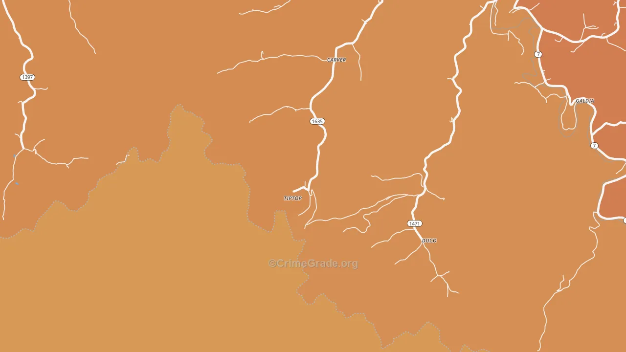 Tiptop, KY Map of Vandalism Rates