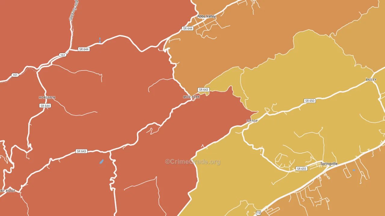 Tiptop, VA Map of Vandalism Rates