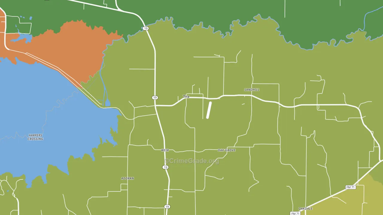 Tira, TX Map of Vandalism Rates