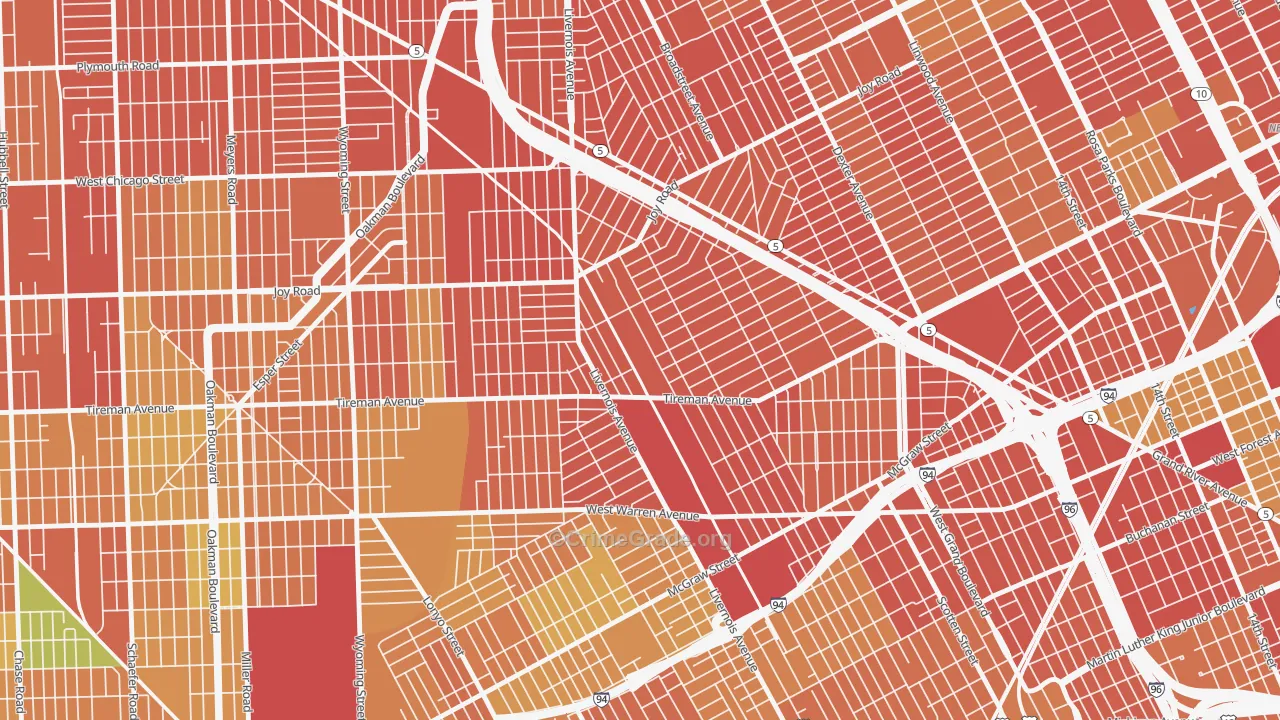 Tireman, Detroit, MI Map of Vandalism Rates