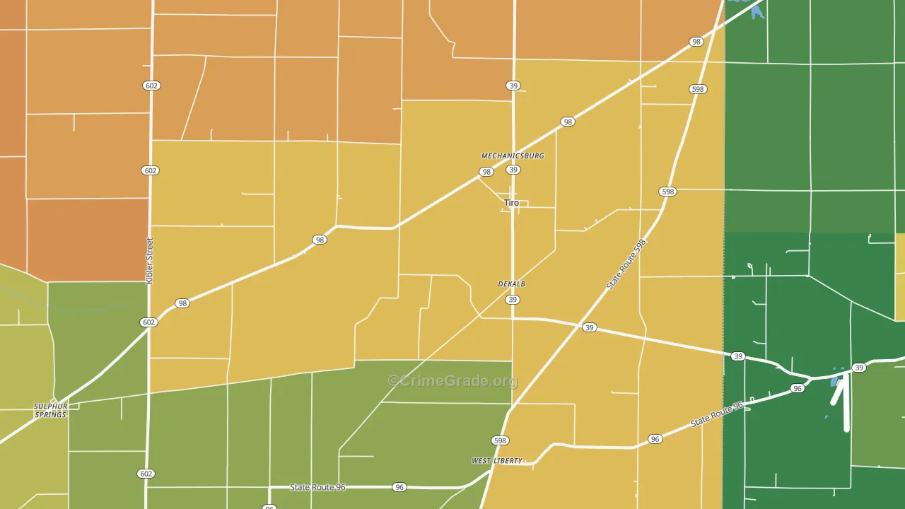 Tiro, OH Map of Vandalism Rates