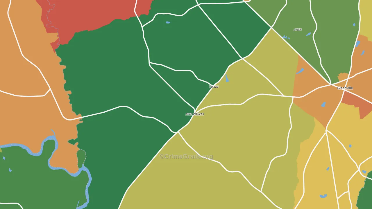 Tison, GA Map of Vandalism Rates