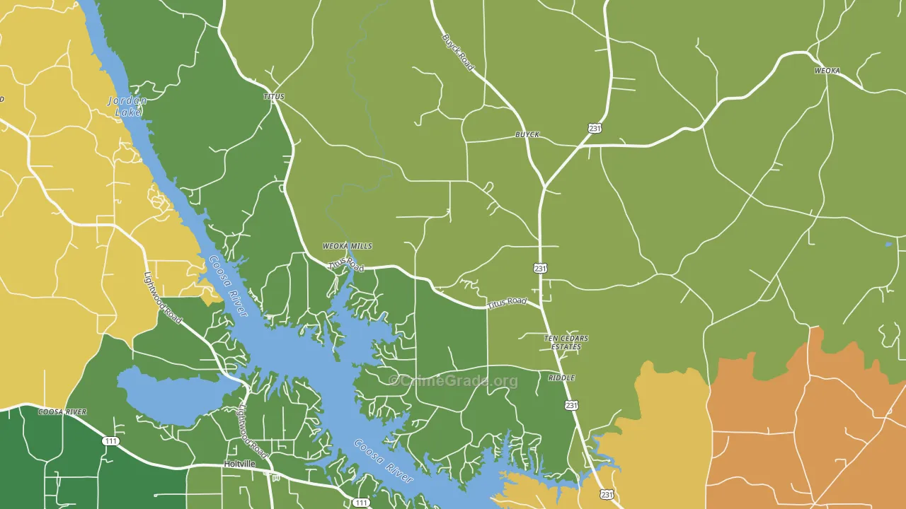 Titus, AL Map of Vandalism Rates