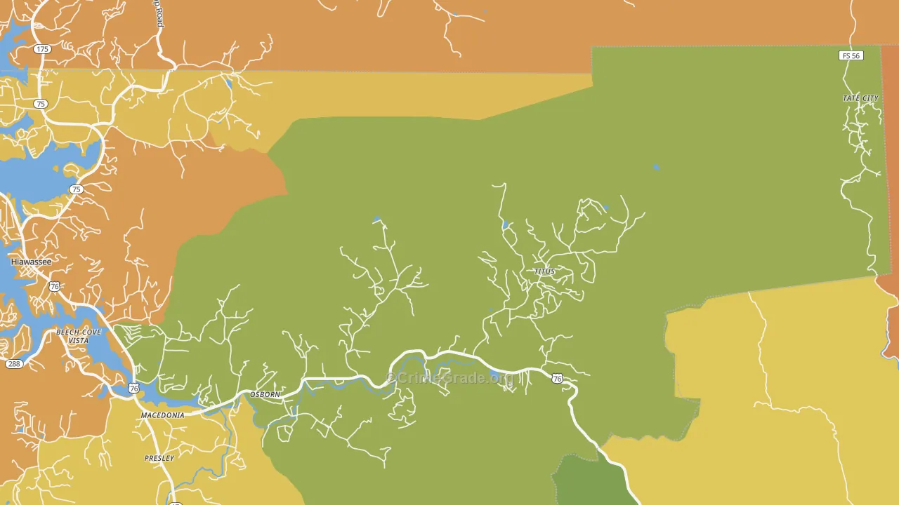 Titus, GA Map of Vandalism Rates