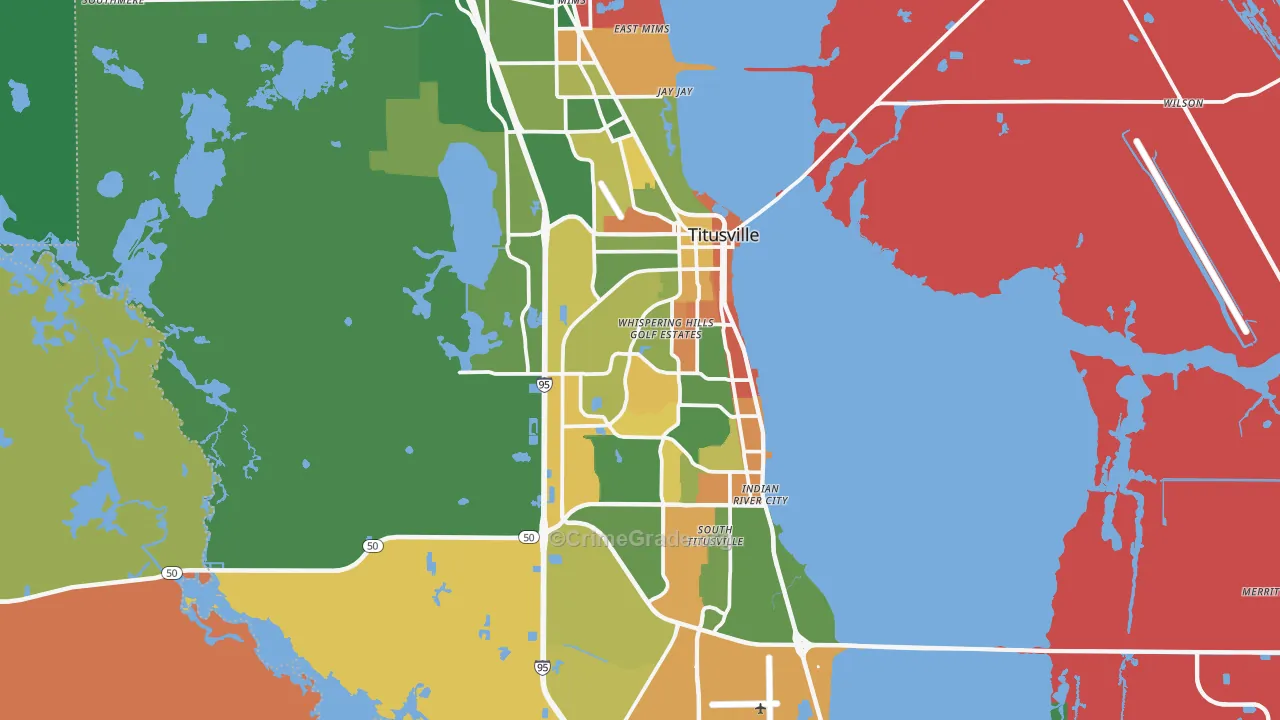 Titusville, FL Map of Vandalism Rates