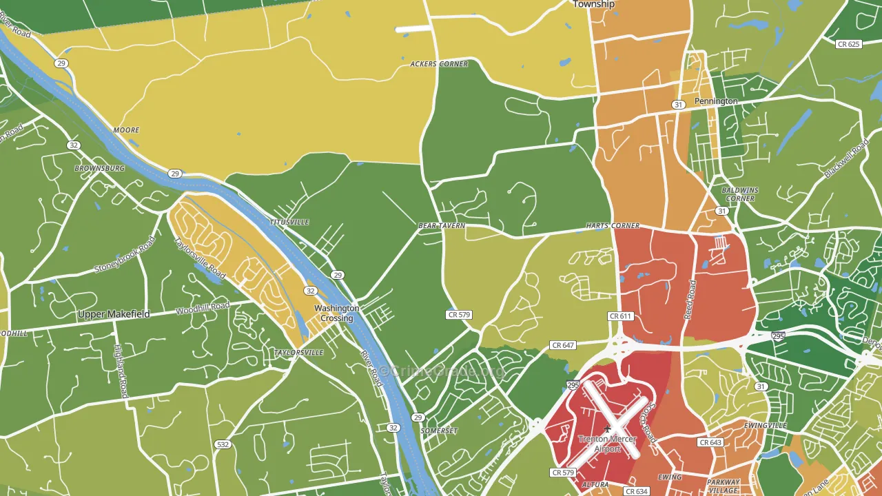 Titusville, NJ Map of Vandalism Rates