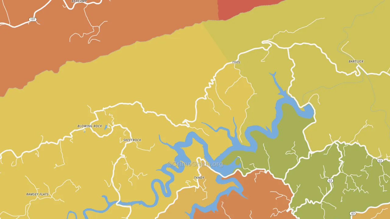 Tivis, VA Map of Vandalism Rates