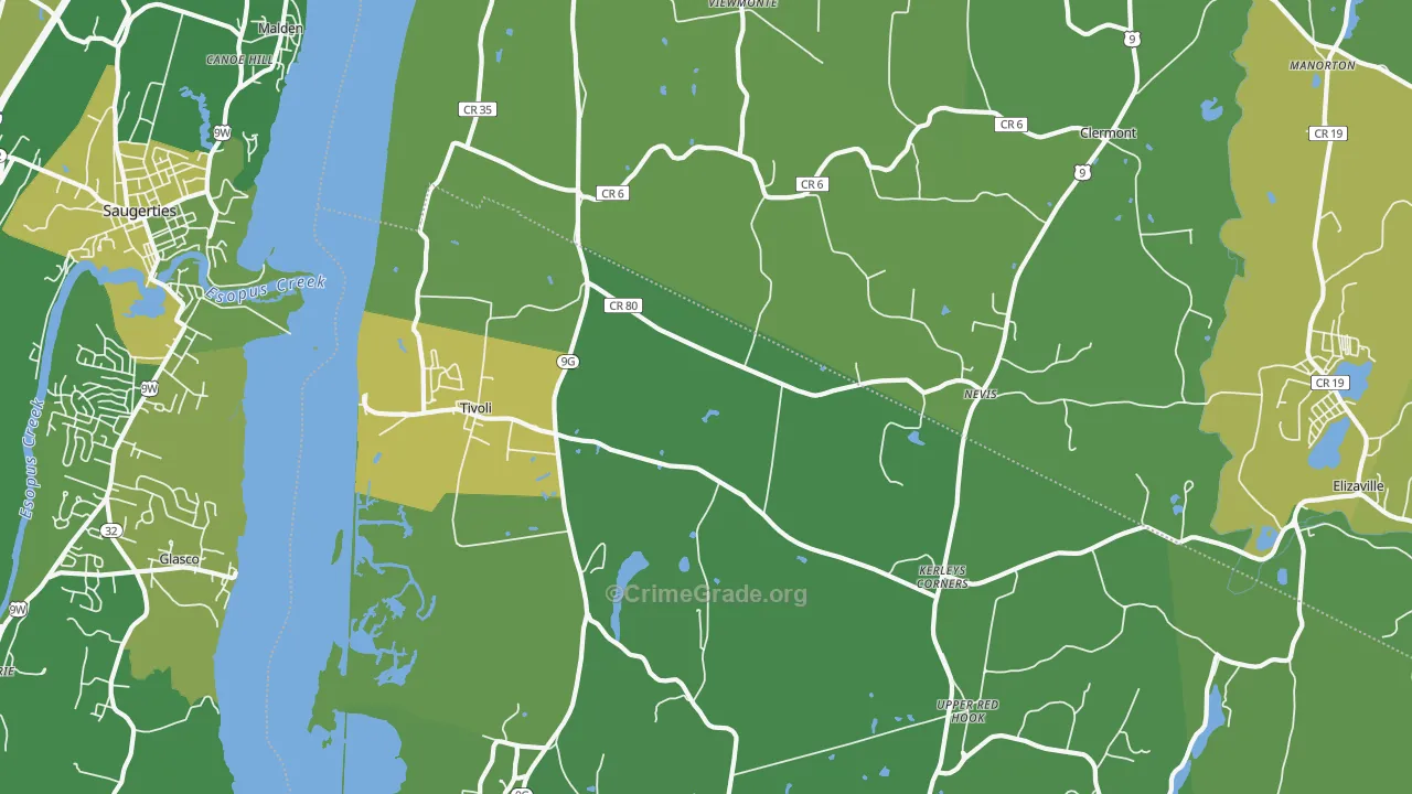 Tivoli, NY Map of Vandalism Rates