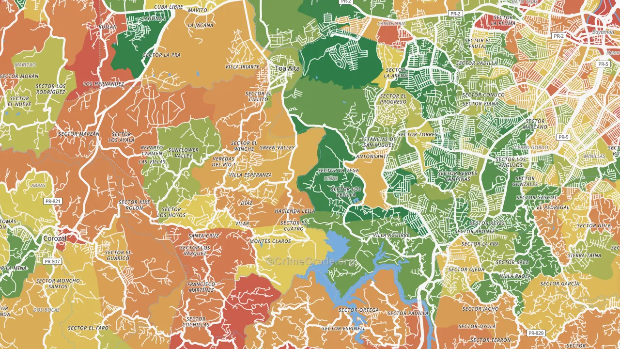 Toa Alta, PR Map of Vandalism Rates