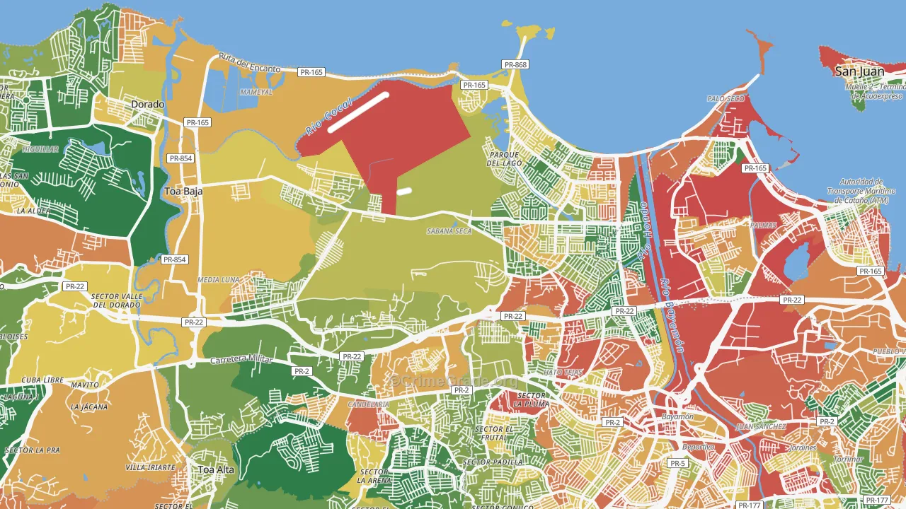 Toa Baja, PR Map of Vandalism Rates