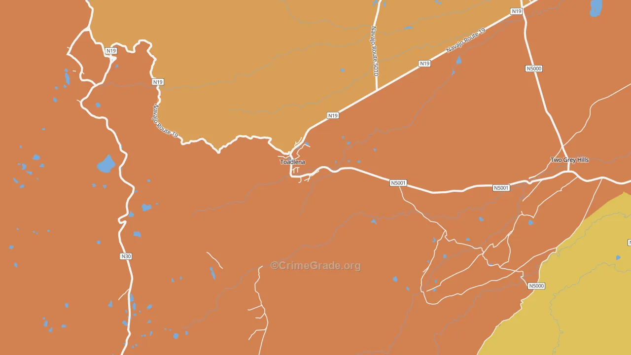 Toadlena, NM Map of Vandalism Rates